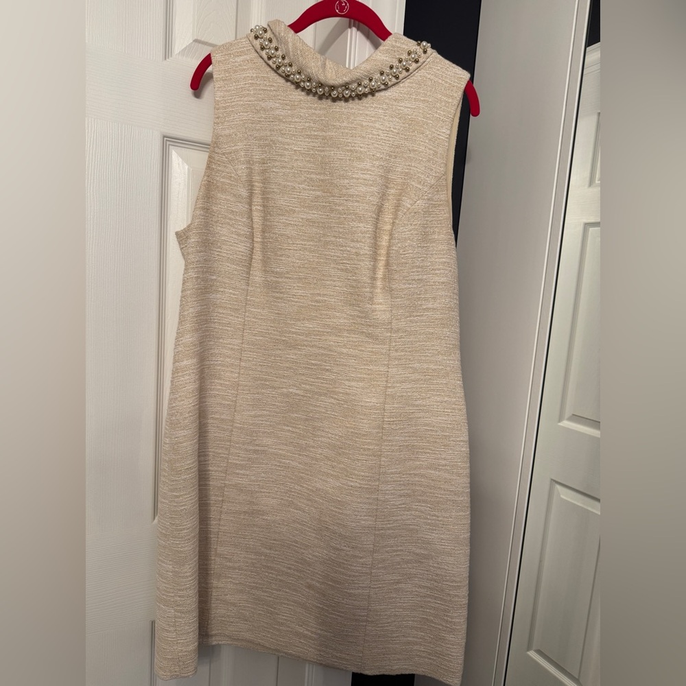 Lilly Pulitzer Portia Tweed Beige Gold Dress - Picture 2 of 6